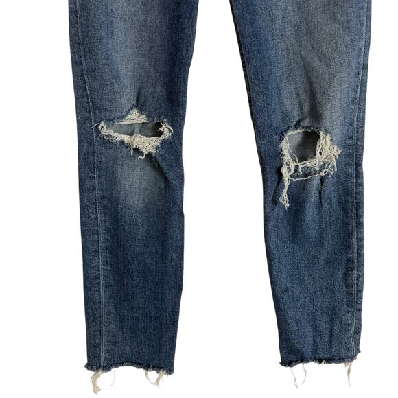 Re/Done 90s High Rise Ankle Crop Distressed Denim Blue Jeans Size 25 - Picture 10 of 14